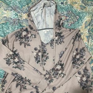 Lavender floral waffle knit sweatshirt